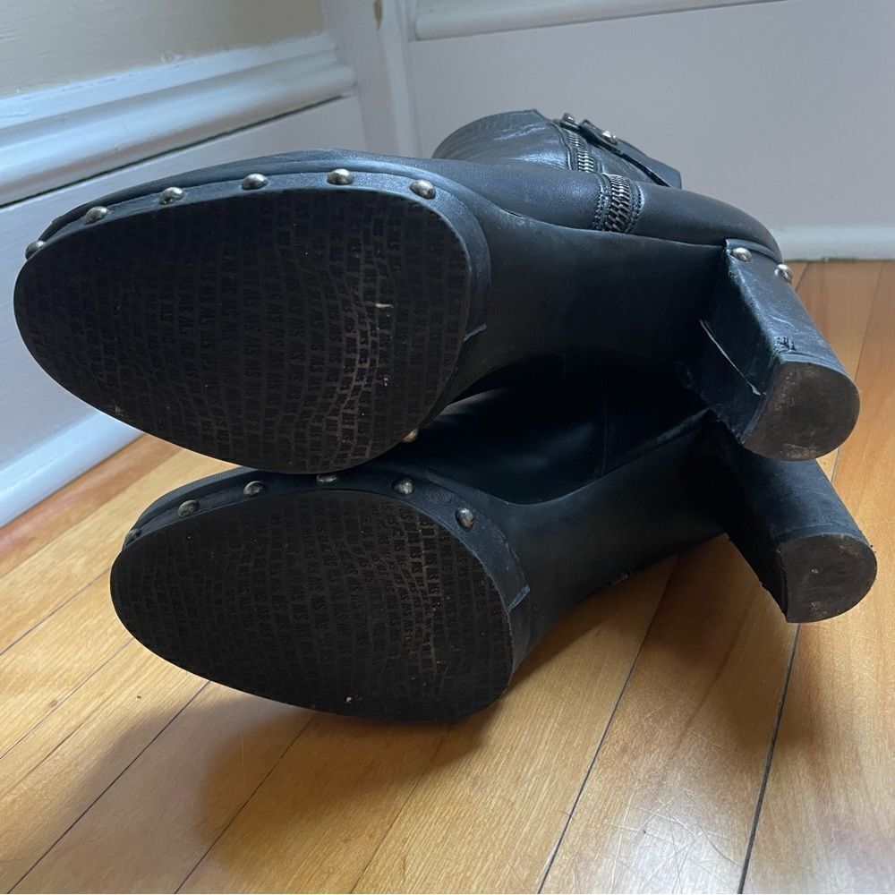 Stewart Weitzman Mid-Rise Studded Black Boots - Picture 8 of 9